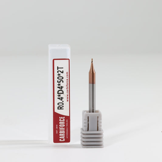 CARBIFORCE 0.8*50 2FLUTE BALLNOSE 55HRC TiSiN COATED