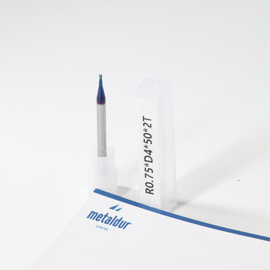 METALDUR 1.5*50 2FLUTE BALLNOSE BLUE 65HRC NANO COATED
