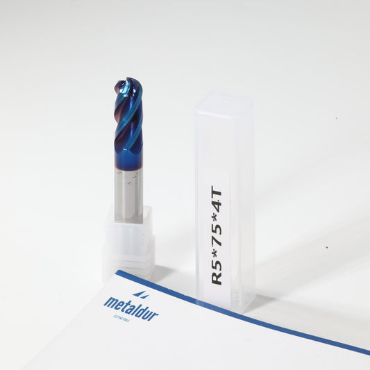 METALDUR 10*75 4FLUTE BALLNOSE BLUE 65HRC NANO COATED