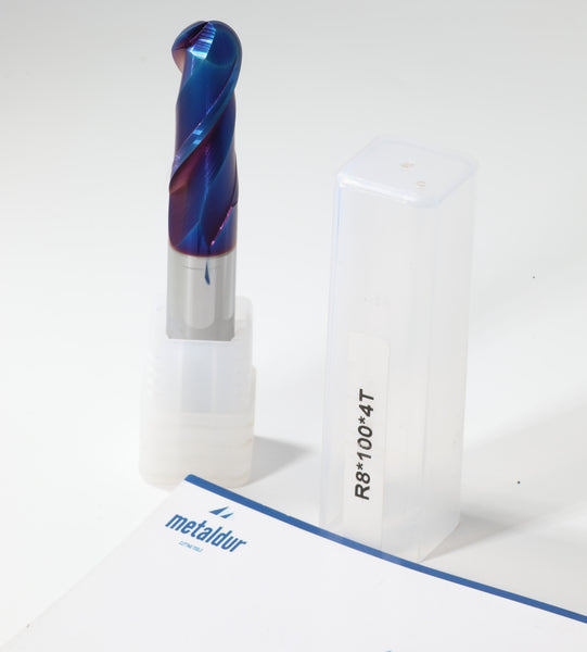 METALDUR 16*100 4FLUTE BALLNOSE BLUE 65HRC NANO COATED