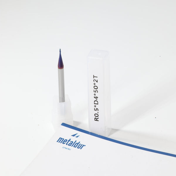 METALDUR 1*50 2FLUTE BALLNOSE BLUE 65HRC NANO COATED