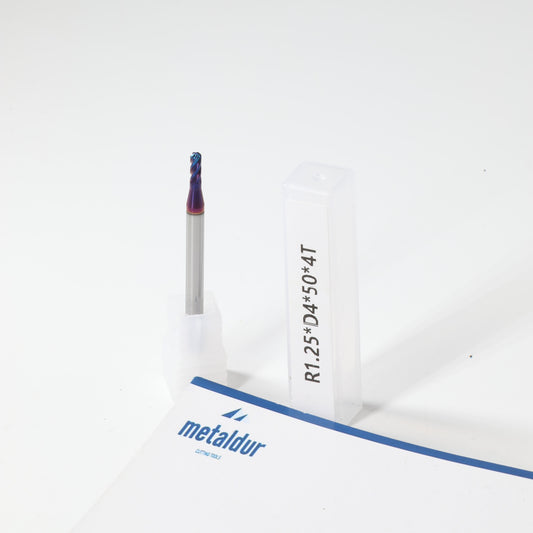 METALDUR 2.5*50 4FLUTE BALLNOSE BLUE 65HRC NANO COATED