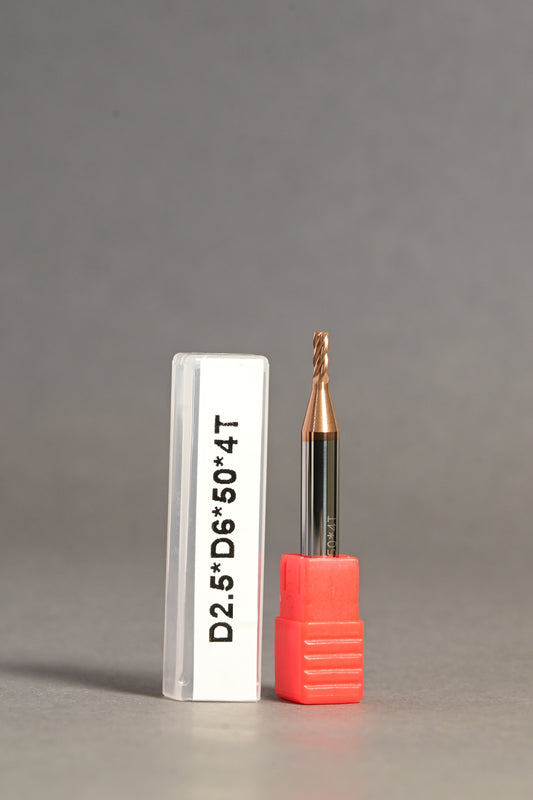 METALDUR 2.5*6*50 4FLUTE FLAT COPPER 55HRC TiCN COATED