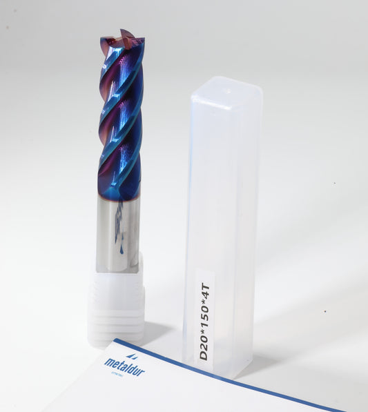 METALDUR 20*150 4FLUTE FLAT BLUE 65HRC NANO COATED