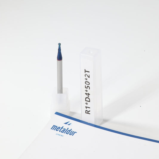 METALDUR 2*50 4FLUTE BALLNOSE BLUE 65HRC NANO COATED