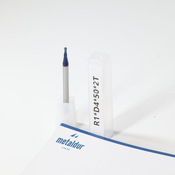 METALDUR 2*50 4FLUTE BALLNOSE BLUE 65HRC NANO COATED