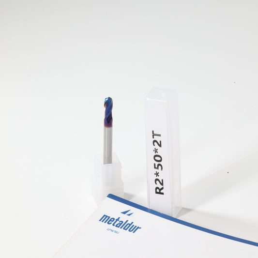 METALDUR 2*50 2FLUTE BALLNOSE BLUE 65HRC NANO COATED