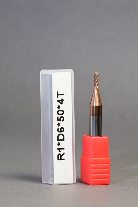 METALDUR 2*6*50 4FLUTE BALLNOSE COPPER 55HRC TiCN COATED