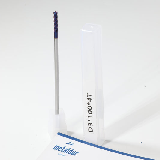 METALDUR 3*100 4FLUTE FLAT BLUE 65HRC NANO COATED