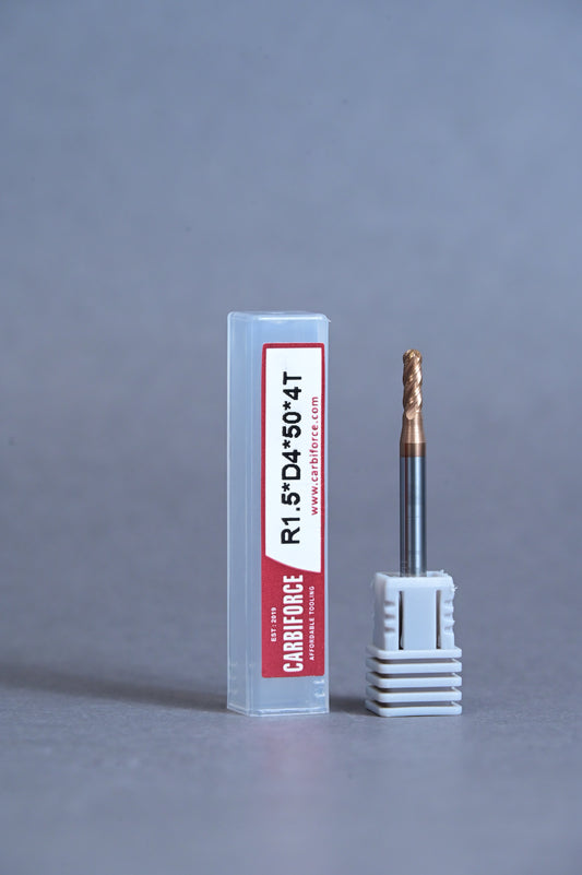 CARBIFORCE 3*4*50 4FLUTE BALLNOSE 55HRC TiSiN COATED