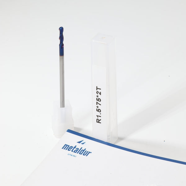 METALDUR 3*75 2FLUTE BALLNOSE BLUE 65HRC NANO COATED