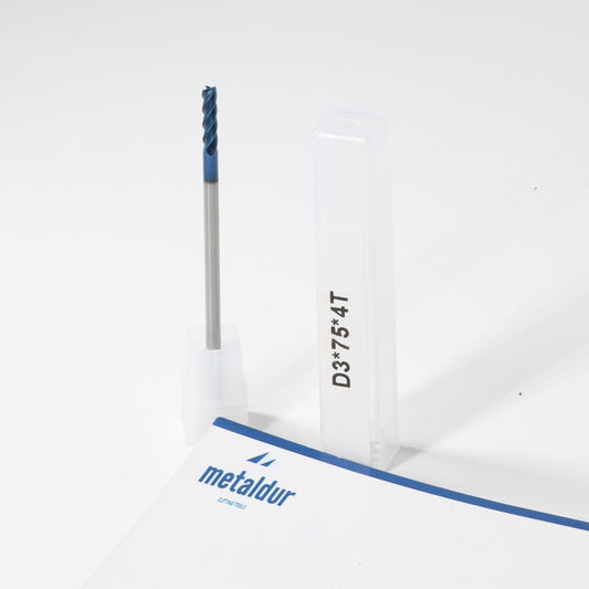 METALDUR 3*75 4FLUTE FLAT BLUE 65HRC NANO COATED