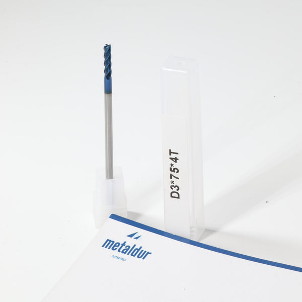 METALDUR 3*75 4FLUTE FLAT BLUE 65HRC NANO COATED