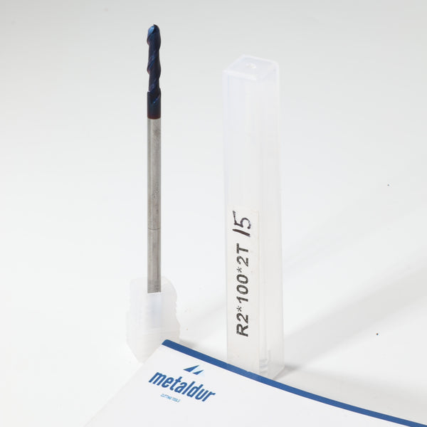 METALDUR 4*100 2FLUTE BALLNOSE BLUE 65HRC NANO COATED