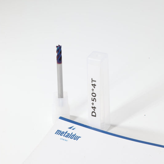 METALDUR 4*50 4FLUTE FLAT BLUE 65HRC NANO COATED