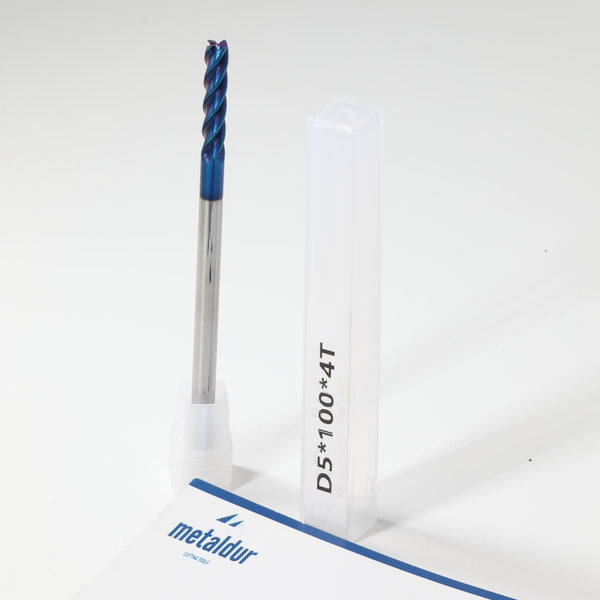 METALDUR 5*100 4FLUTE FLAT BLUE 65HRC NANO COATED