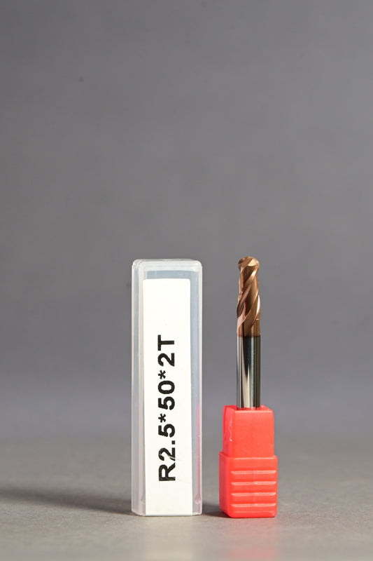 METALDUR 5*50 2FLUTE BALLNOSE COPPER 55HRC TiCN COATED