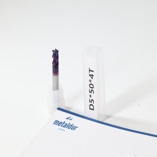 METALDUR 5*50 4FLUTE FLAT BLUE 65HRC NANO COATED