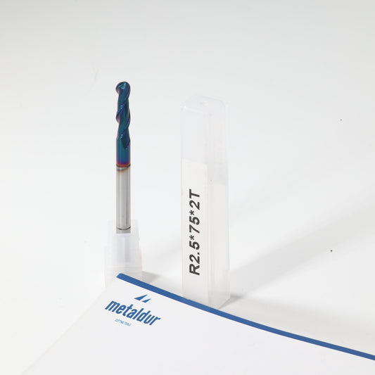 METALDUR 5*75 2FLUTE BALLNOSE BLUE 65HRC NANO COATED