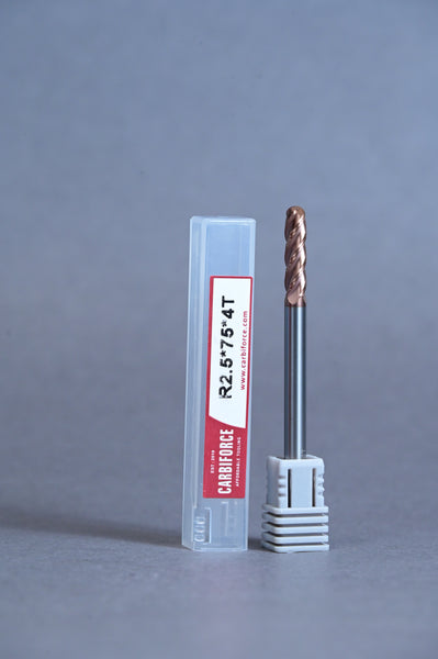 CARBIFORCE 5*75 4FLUTE BALLNOSE  55HRC TiSiN COATED