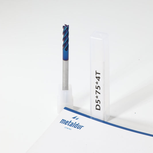 METALDUR 5*75 4FLUTE FLAT BLUE 65HRC NANO COATED
