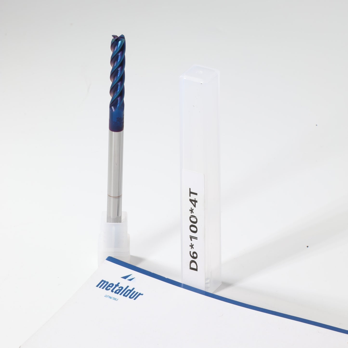 METALDUR 6*100 4FLUTE FLAT BLUE 65HRC NANO COATED