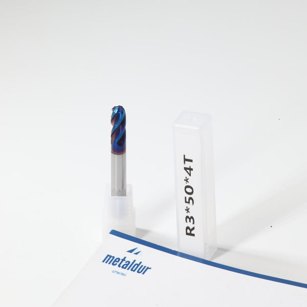 METALDUR 6*50 4FLUTE BALLNOSE BLUE 65HRC NANO COATED