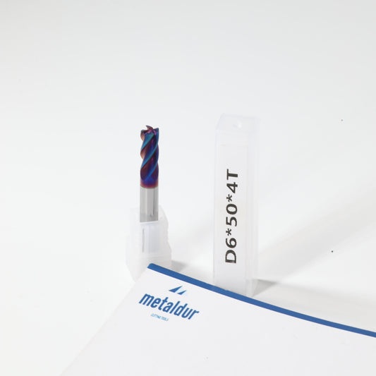 METALDUR 6*50 4FLUTE FLAT BLUE 65HRC NANO COATED