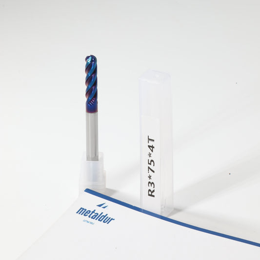 METALDUR 6*75 4FLUTE BALLNOSE BLUE 65HRC NANO COATED