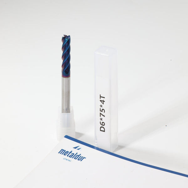 METALDUR 6*75 4FLUTE FLAT BLUE 65HRC NANO COATED