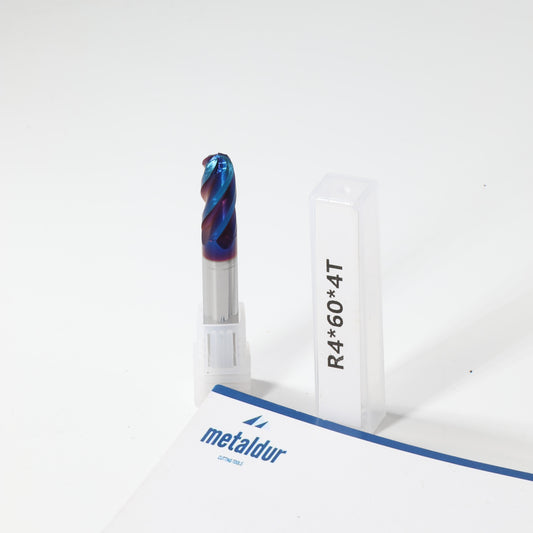 METALDUR 8*60 4FLUTE BALLNOSE BLUE 65HRC NANO COATED