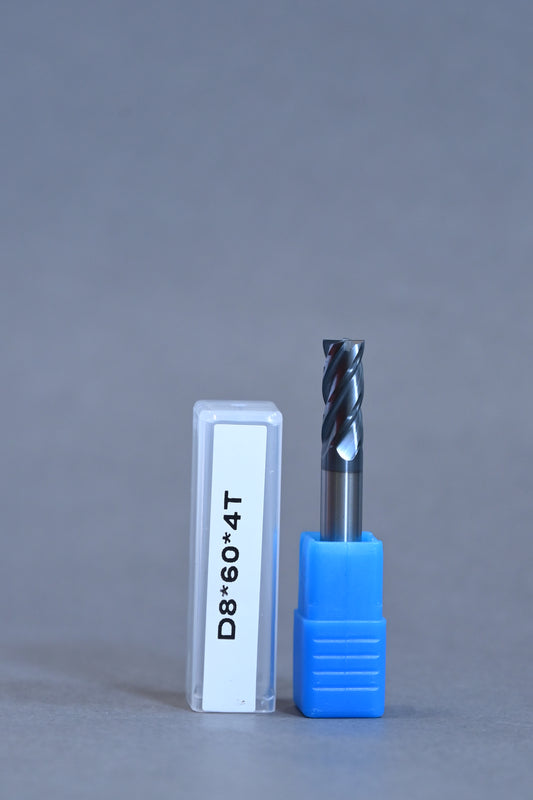 METALDUR 8*60 4FLUTE FLAT BLACK 55HRC ALTiAN COATED