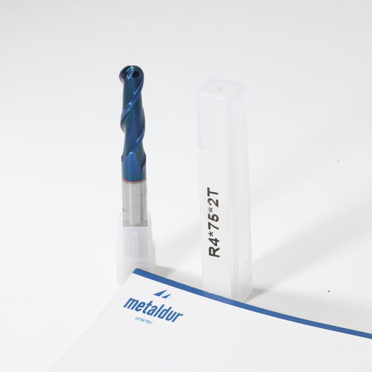 METALDUR 8*75 2FLUTE BALLNOSE BLUE 65HRC NANO COATED