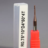 METALDUR LN 1.5*10*50 4FLUTE BALLNOSE COPPER 55HRC TiCN COATED