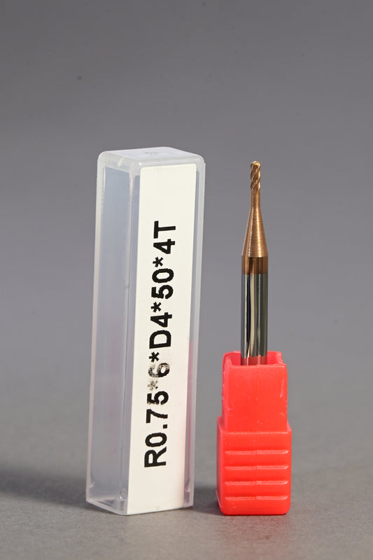METALDUR 1.5*6*50 4FLUTE BALLNOSE COPPER 55HRC TiCN COATED