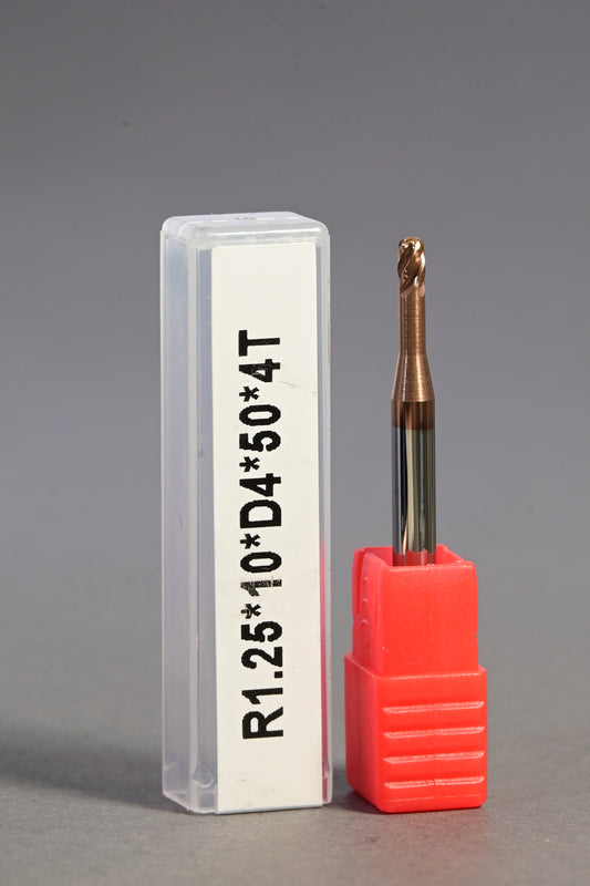 METALDUR LN 2.5*10*50 4FLUTE BALLNOSE COPPER 55HRC TiCN COATED