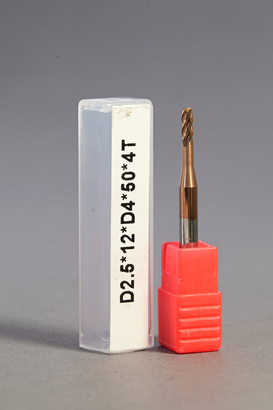 METALDUR LN 2.5*12*50 4FLUTE FLAT COPPER 55HRC TiCN COATED