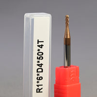 METALDUR LN 2*6*50 4FLUTE BALLNOSE COPPER 55HRC TiCN COATED