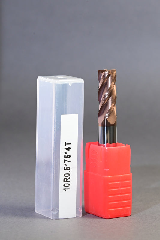 METALDUR R0.5 10*75 4FLUTE FLAT COPPER 55HRC TiCN COATED