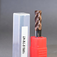 METALDUR R0.5 10*75 4FLUTE FLAT COPPER 55HRC TiCN COATED