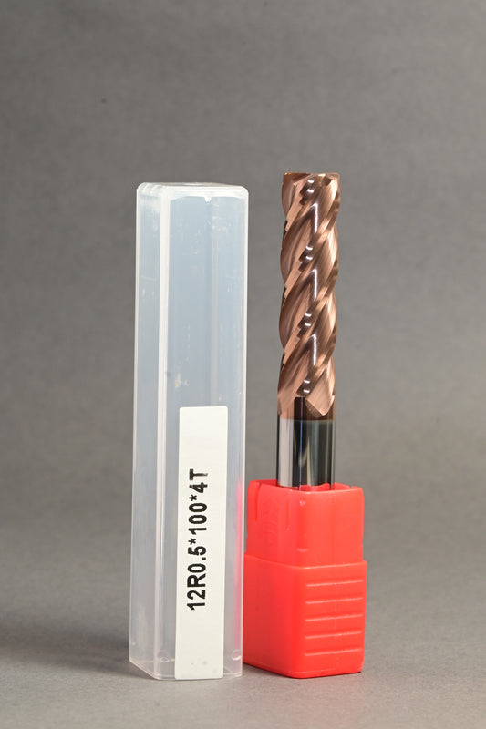 METALDUR R0.5 12*100 4FLUTE FLAT COPPER 55HRC TiCN COATED