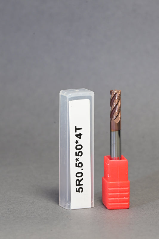METALDUR R0.5 5*50 4FLUTE FLAT COPPER 55HRC TiCN COATED