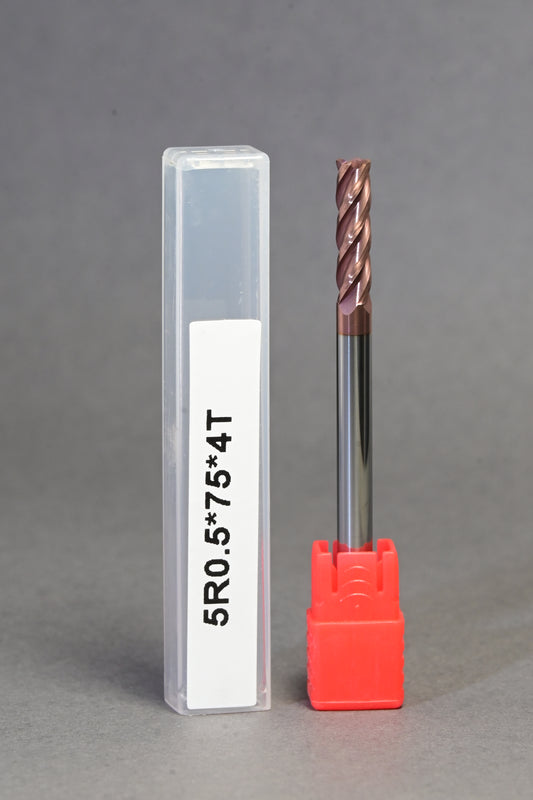 METALDUR R0.5 5*75 4FLUTE FLAT COPPER 55HRC TiCN COATED